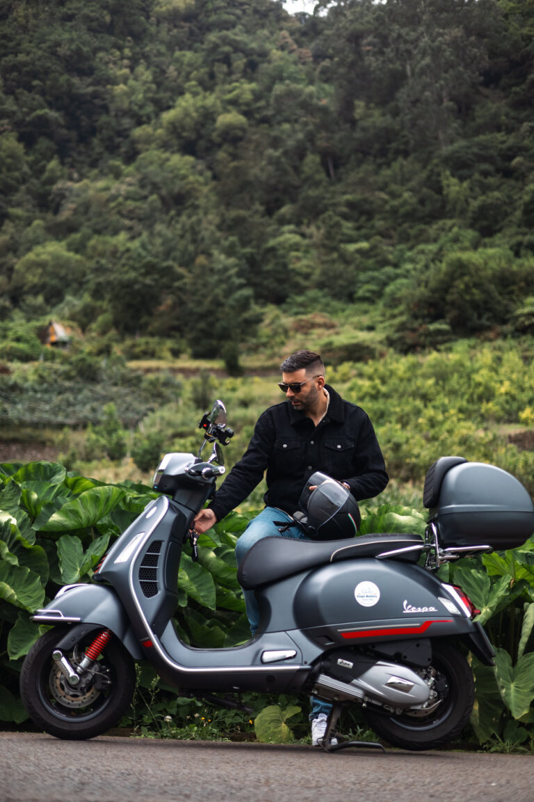A Vespa Scooter Guided Nuns Valley Tour rider.