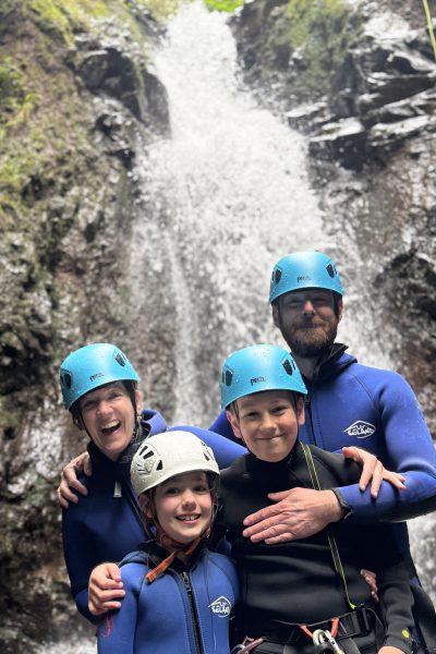 Family doing Canyoning Beginner level 1 with Go Explore Madeira.
