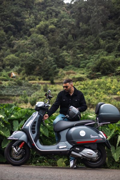 A Vespa Scooter Guided Nuns Valley Tour rider.